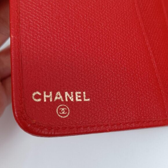 Chanel Caviar leather Ring Agenda Red Wallet Card 185-092025 - Picture 13 of 15